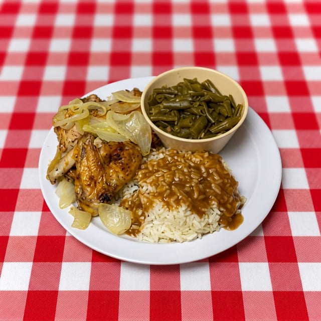 Baked Chicken Wing w/ (2) Sides.